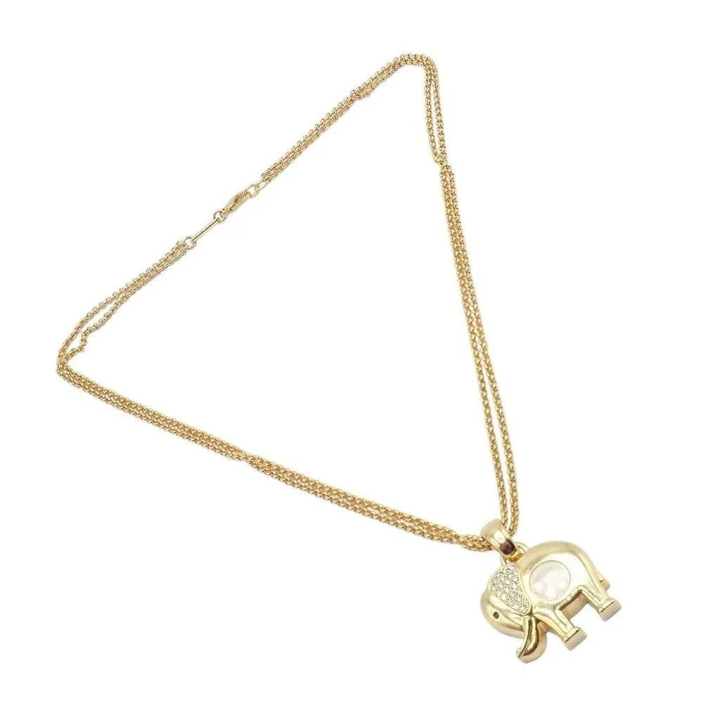 Authentic! Chopard 18k Yellow Gold Large Happy Elephant Pendant Necklace